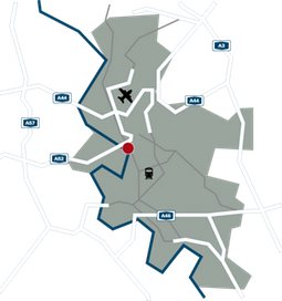 Three George, Düsseldorf, Standort-Karte